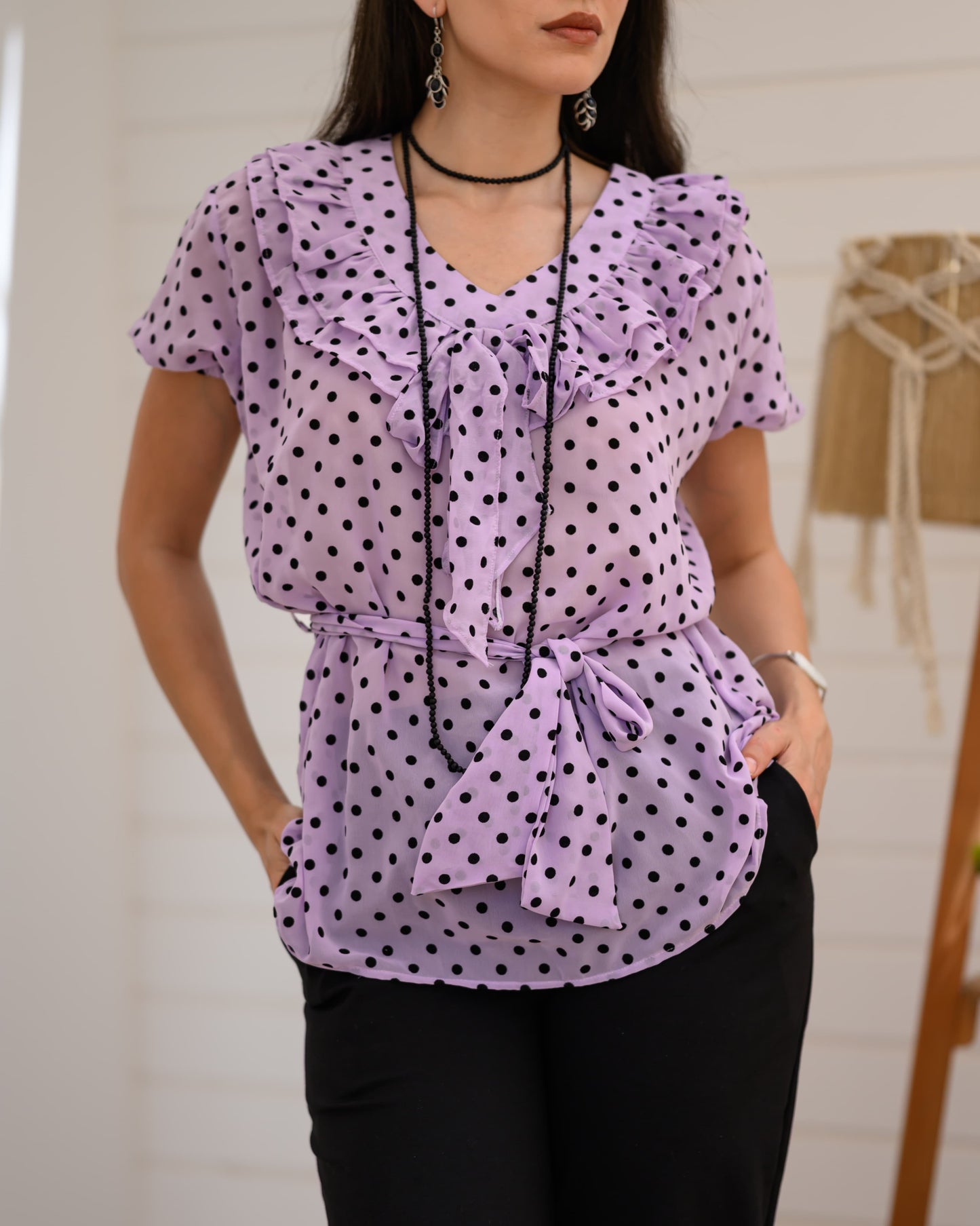 Ruffles Lilac Tulle Polka / Capri Set