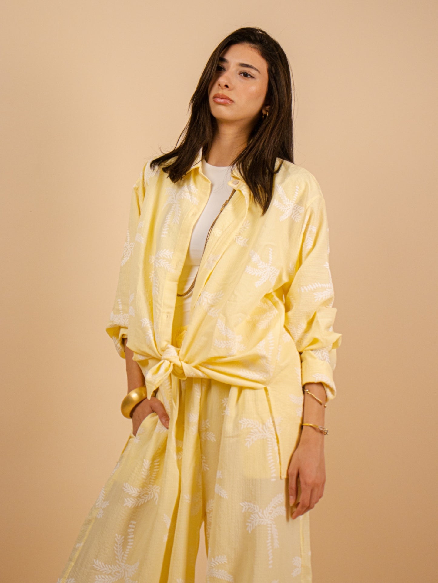 Butter yellow wide leg set