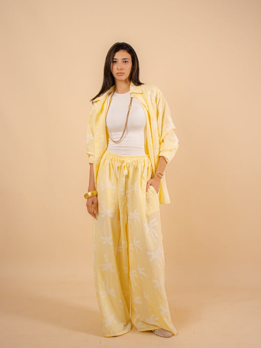 Butter yellow wide leg set