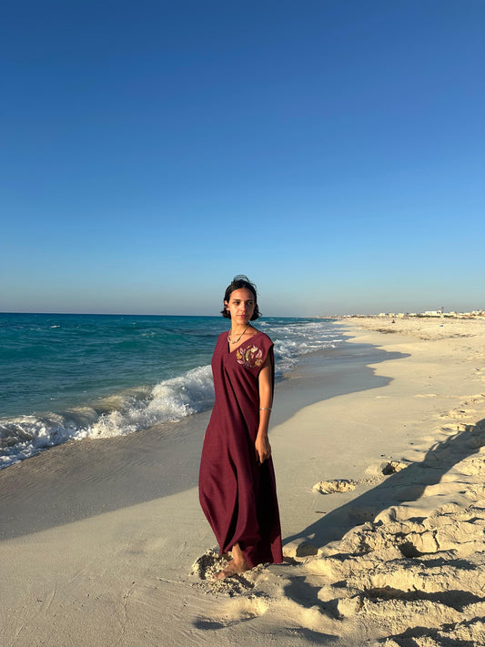 Midi BoysenberryLinen Dress