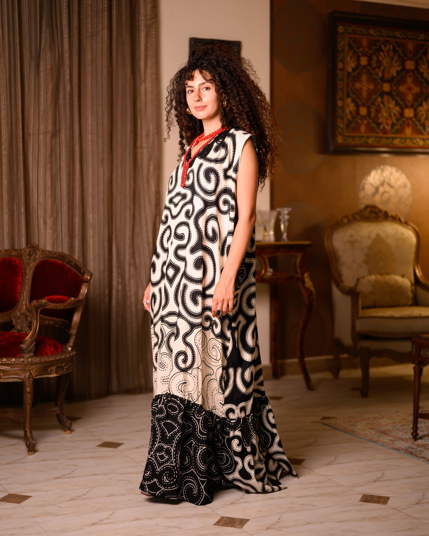 " Yin Yang " Maxi Linen Dress