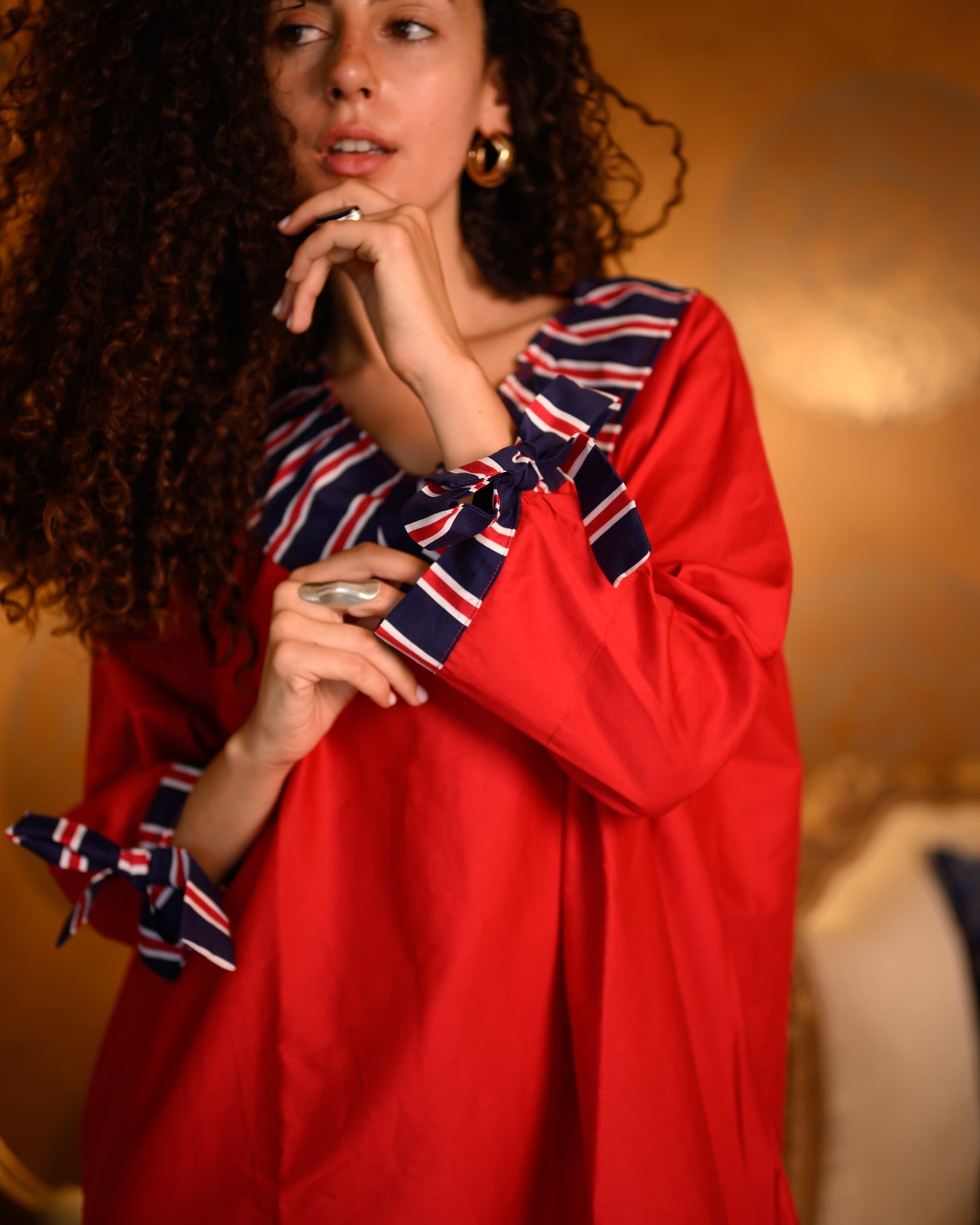 "Candy Red" Poplin Maxi Dress